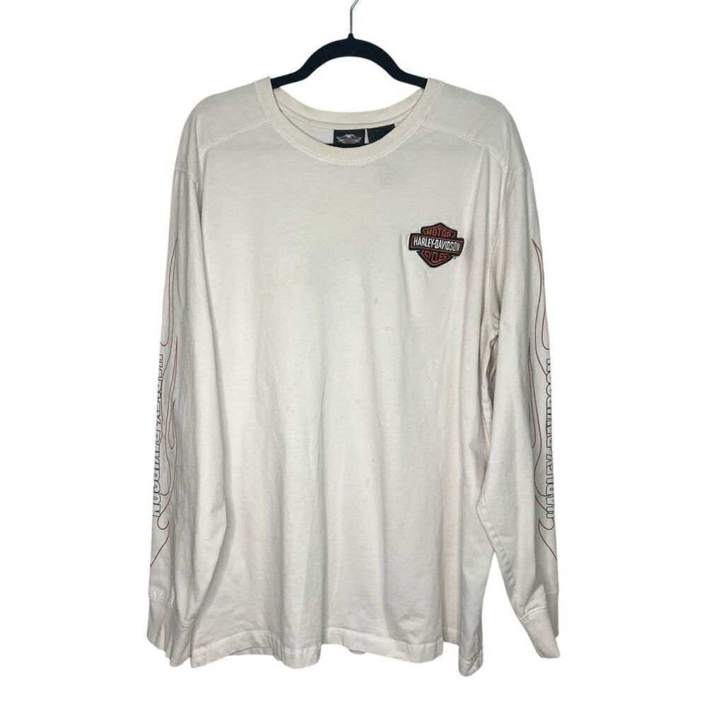 Harley Davidson Men’s XL Long Sleeve Shirt White Motorcycle Vintage 90s Y2K